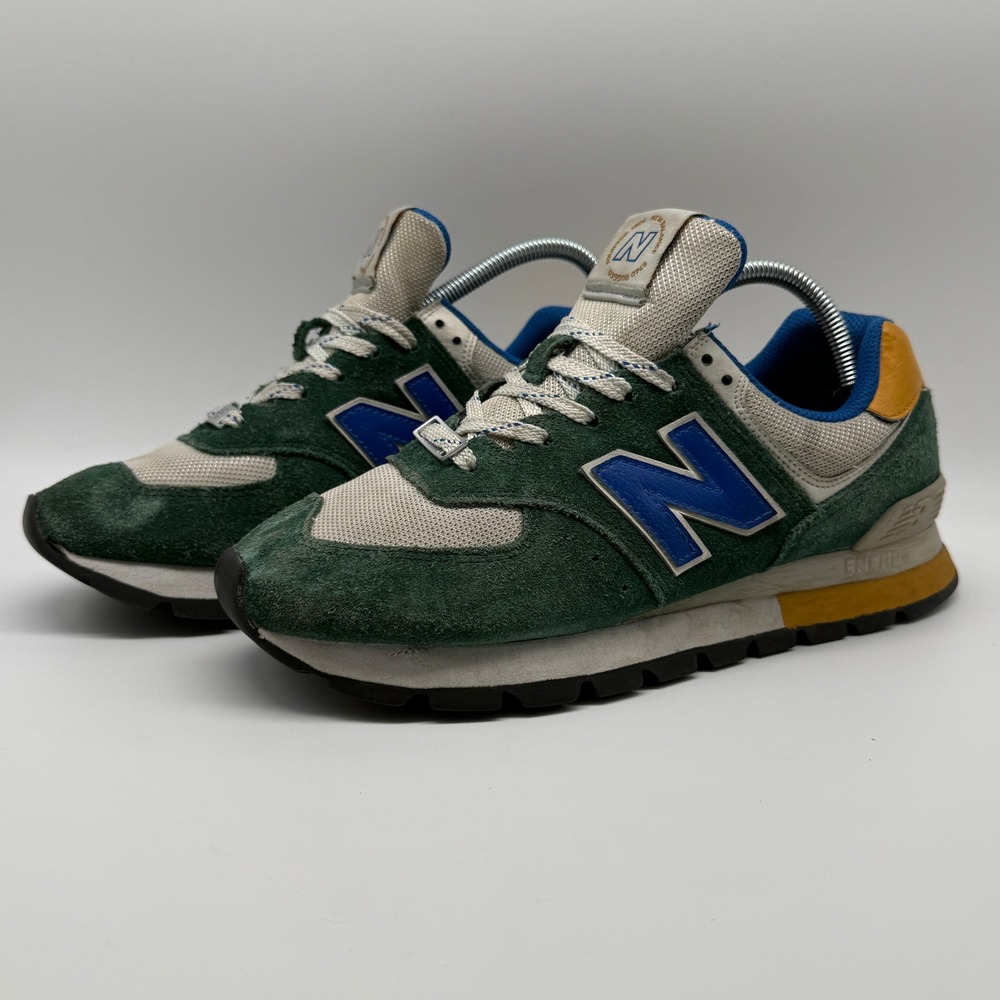 New Balance 574 Shoes Rugged Mens 8.5 Green Blue‎ ML574DVG Suede Mesh Retro
